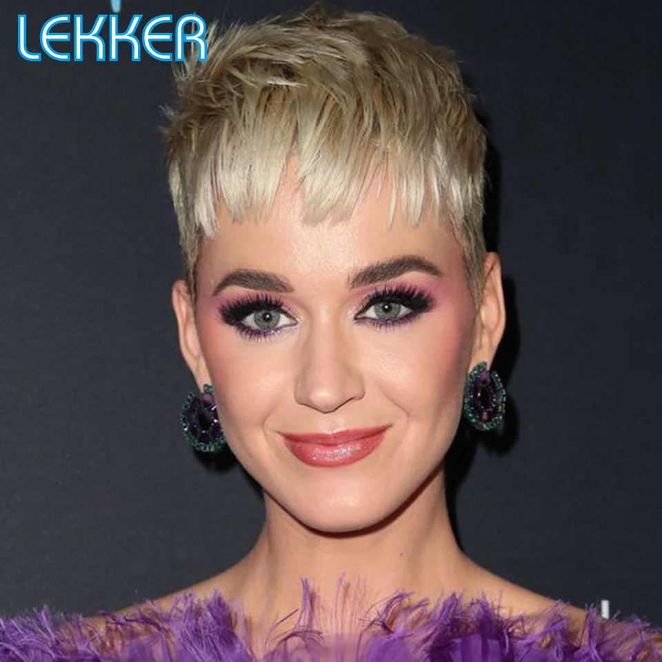 Lekker Kurze Gerade Pixie Bob Menschliches Haar Perücke Mit Pony Für Frauen Farbige Brasilianische Remy Natürliche Haar Ombre Braun Burg rote Perücke