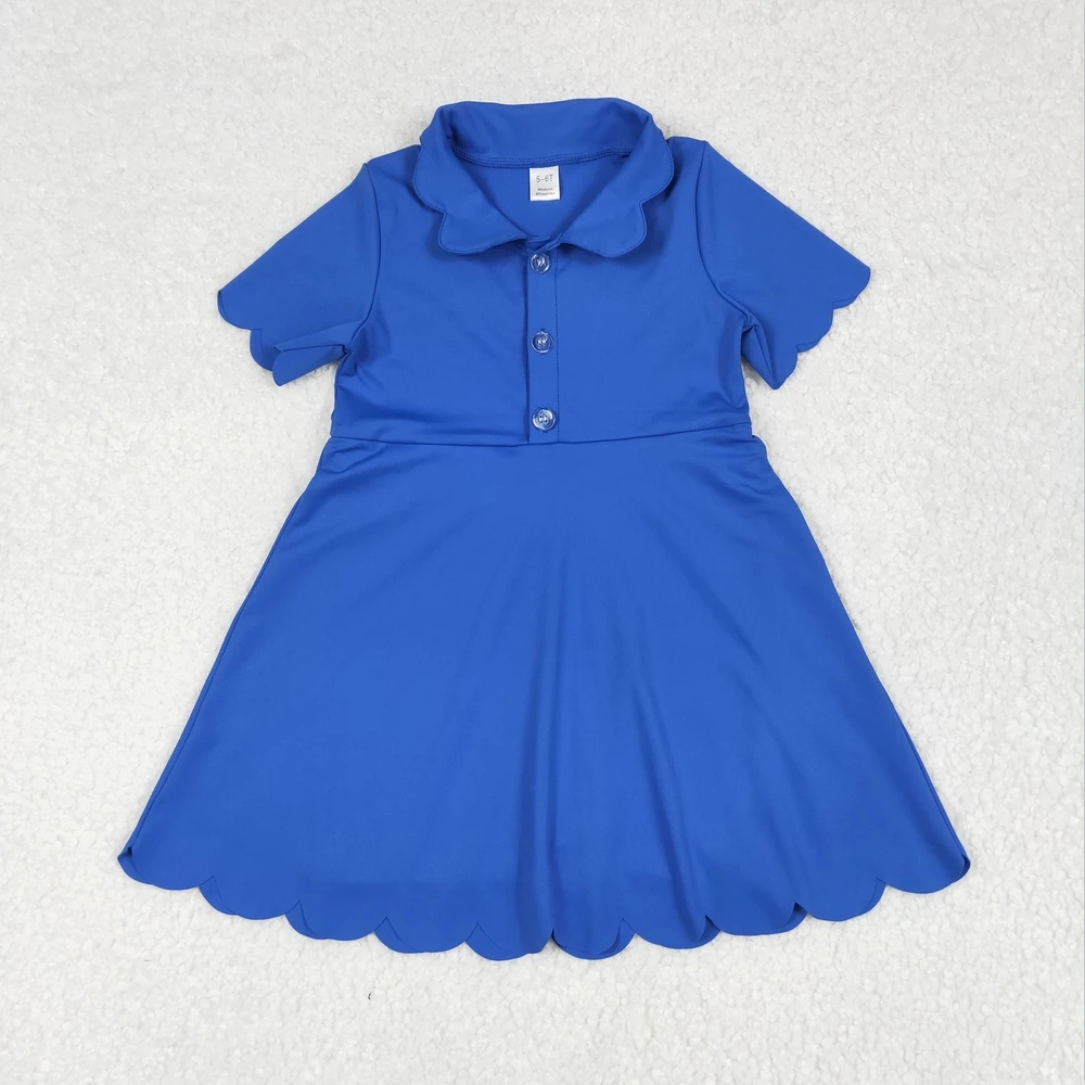 

New Sibling Baby Girls Blue Short Sleeve Button Active Wear Athletic Boutique Kids Yoga Designer Clothes Girls Dress Set Toddler