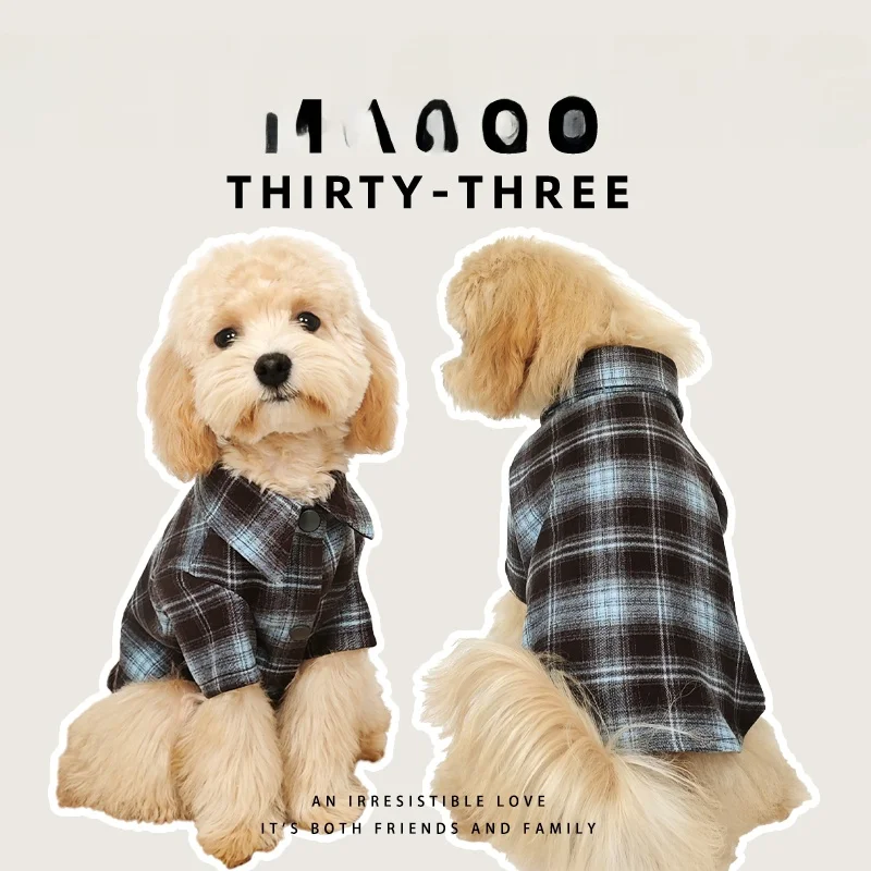 

Весенняя клетчатая рубашка для собак: теплая одежда для маленьких пород (Йорки, Бишон, Вест Хайленд, Кокер) из смесового полиэстера и хлопка, легко стирается