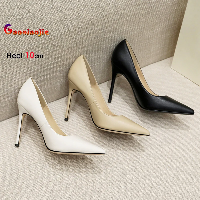 

Удобные мягкие белые туфли для вечеринок на высоком каблуке 6 см, 8 см, 10 см, весна-лето, большие размеры, элегантные женские туфли-лодочки на шпильке с заостренным носком