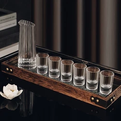 125ml Wine Decanter Baijiu Kettle Stripes Wine Separator 20ml European Style Baijiu Vertical Spirits Cups Transparent Wine Cup
