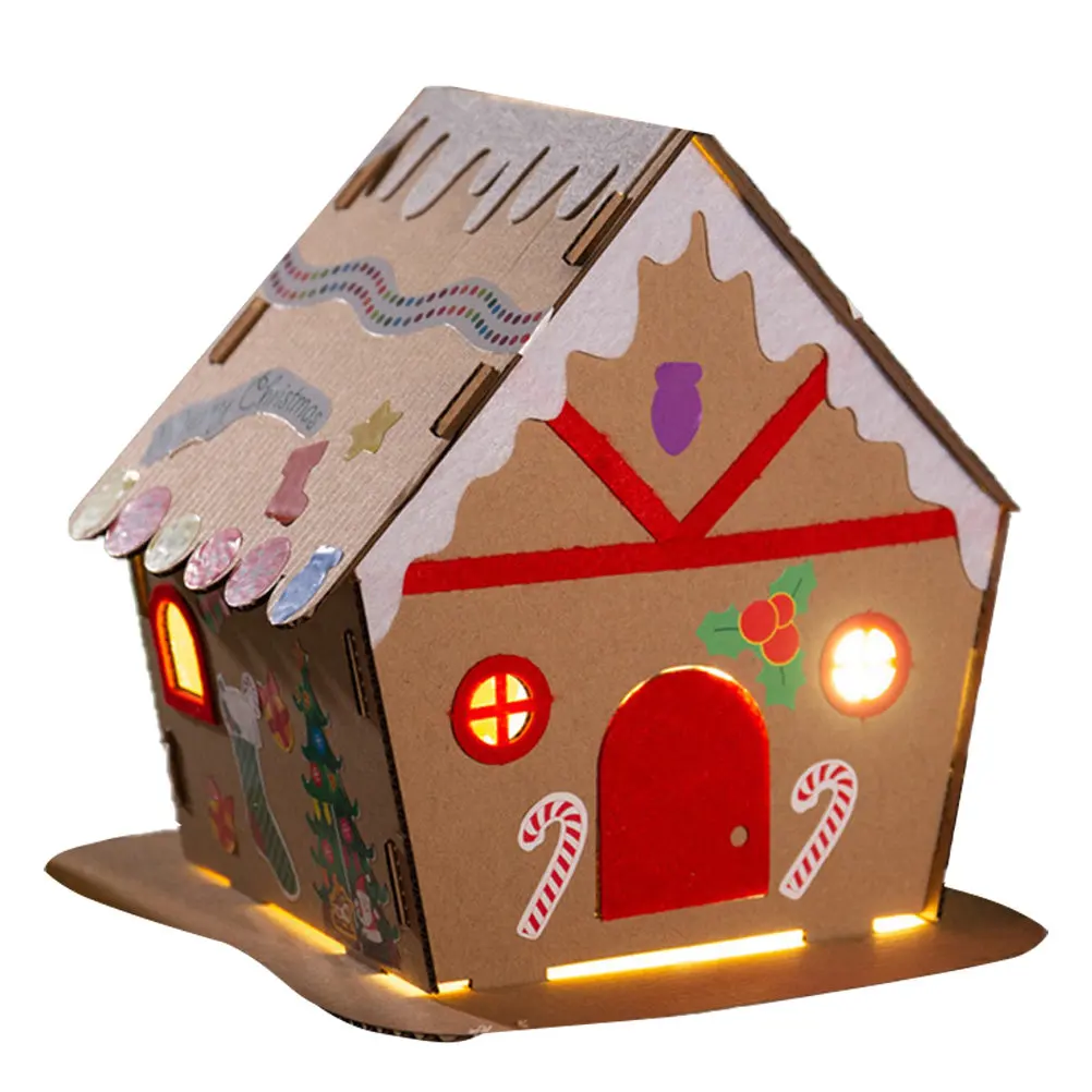 Christmas Gingerbread House Craft Kit DIY Cardboard Activity for Kids Family Party School Decor