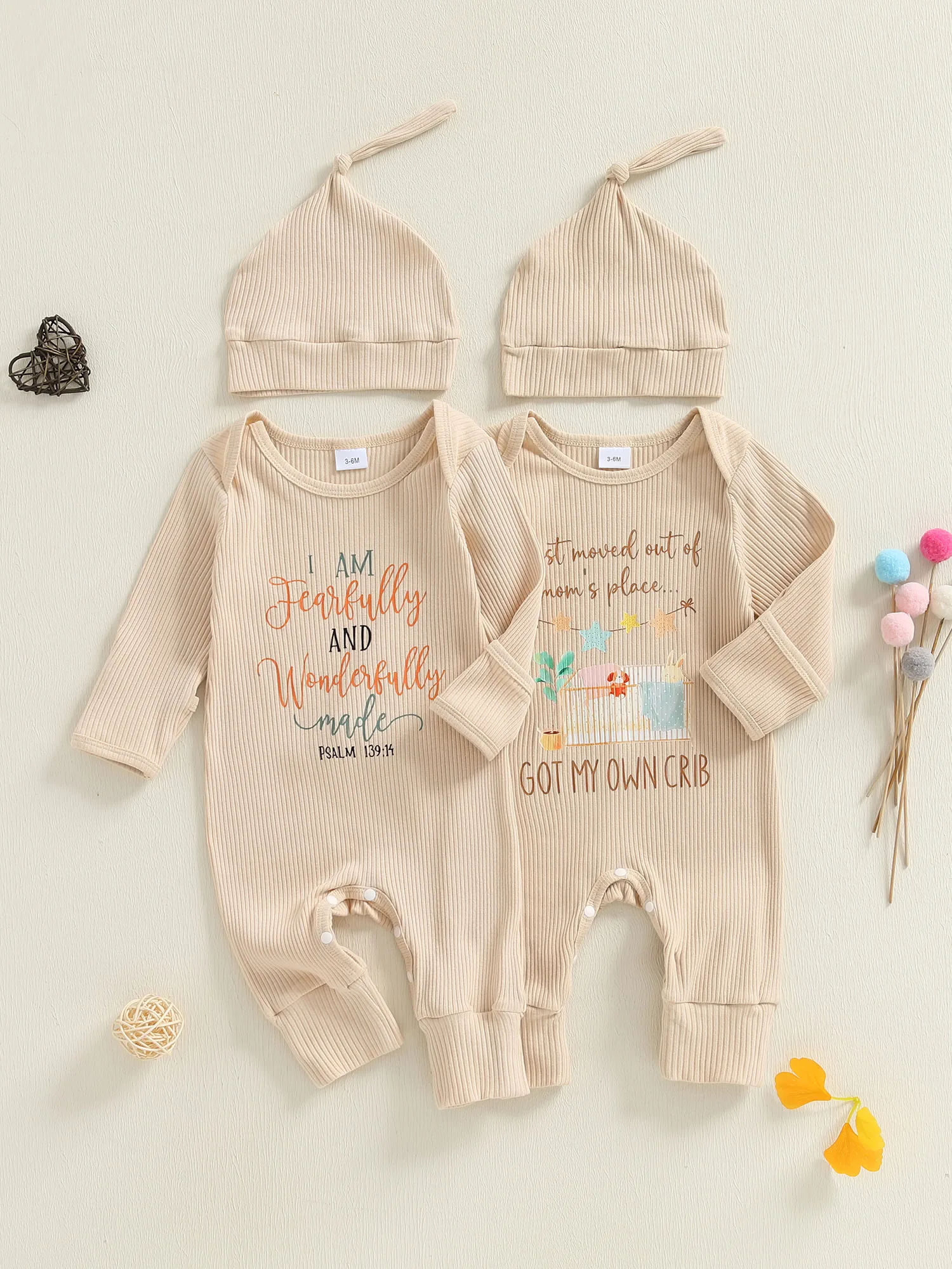 

Очаровательный зимний комплект для маленьких девочек с принтом снежинок и подходящей шапочкой с помпонами для новорожденных, теплая одежда для малышей