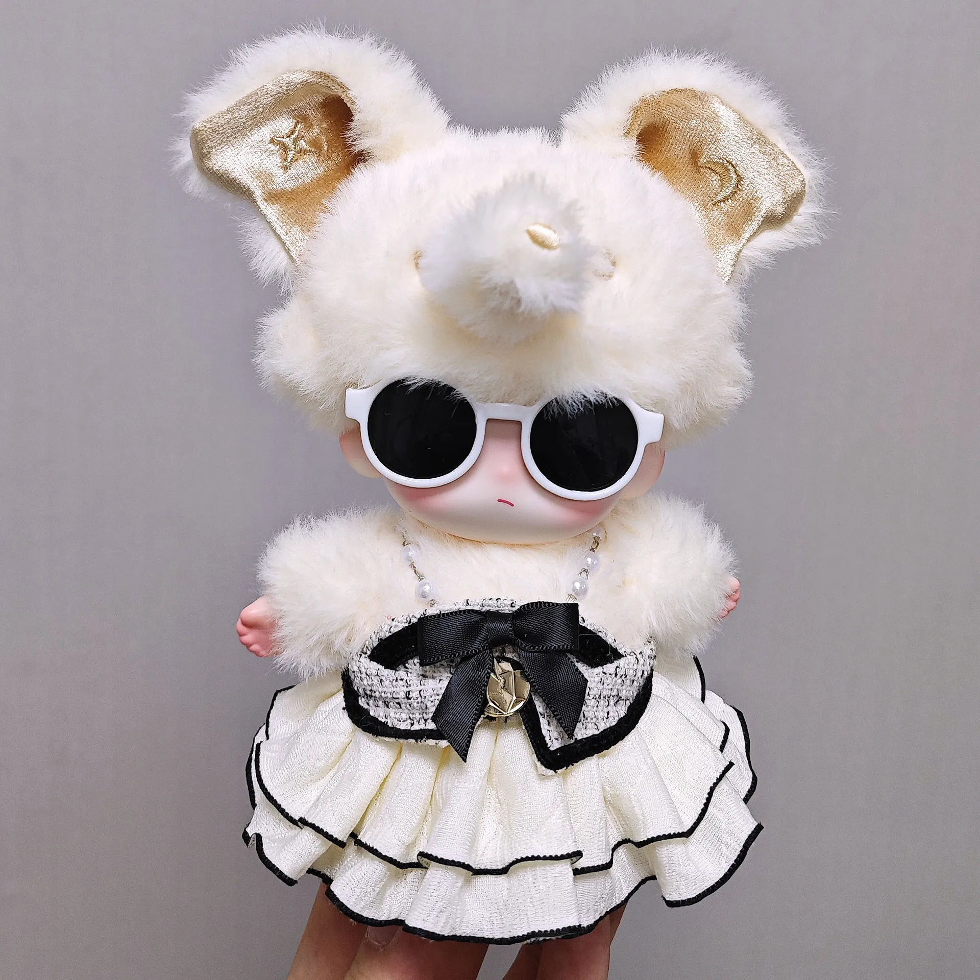 

Clothes for Dimoo Elephant Thailand Exclusive Tweed Outfit Set, Butterfly Skirt with Cape & Glasses for 15cm 17cm Doll