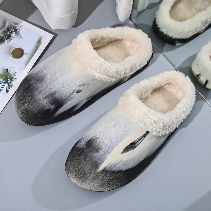 Winter Warm Plus Samt Hausschuhe Mode Trend Indoor Hause Hausschuhe Nicht-rutsch Bequem Tragen-beständig Baumwolle Schuhe Größe 36-47