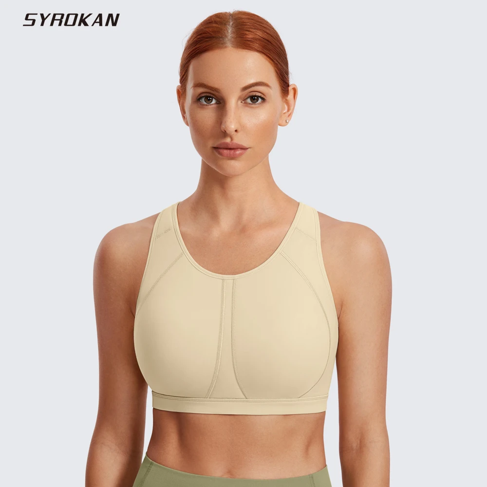 SYROKAN Women\'s High Impact Padded Supportive Wirefree Full Coverage Sports Bra Female New Top Bralette Underwear Athletic