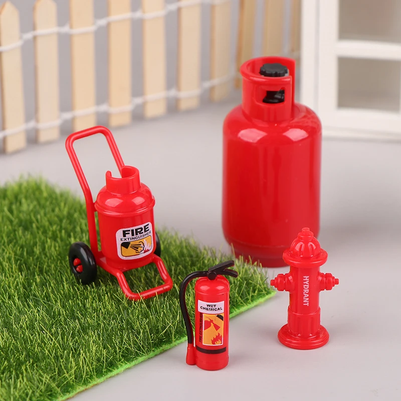 1/12 Dollhouse Gas Tank Fire Extinguisher Fire Hydrant Model Dollhouse Decoration Dolls House Scene Toys Pretend Play Toys