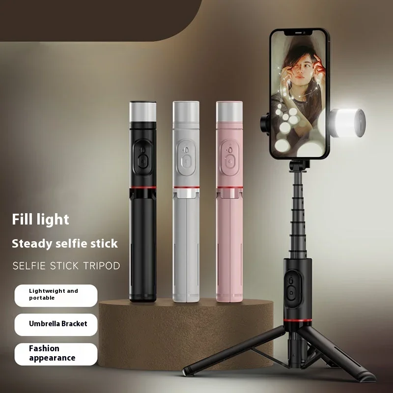 

Portable Cell Phone Bluetooth Selfie Stick Rotating Fill Light Hidden All-in-One Multifunction with Built-in Tripod Live Stands