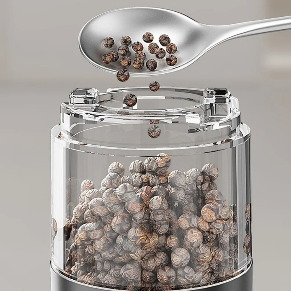 Large Capacity Electric Pepper Grinder USB Rechargeable Stainless Steel Electric Spice Grinder Automatic One Hand Operation