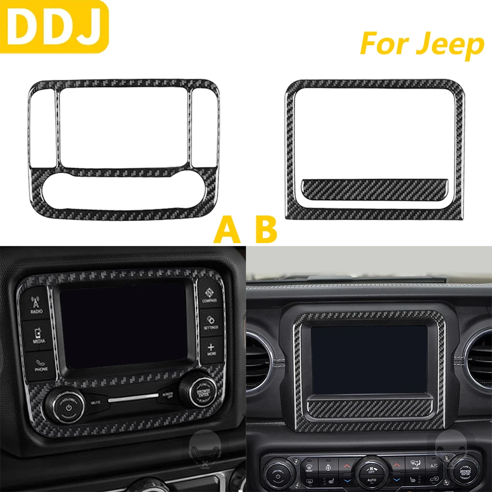 

For Jeep Wrangler JL 2018-2023 Gladiator 2020-2023 Carbon Fiber Navigation Radio CD Panel Cover Trim Car Accessories Sticker