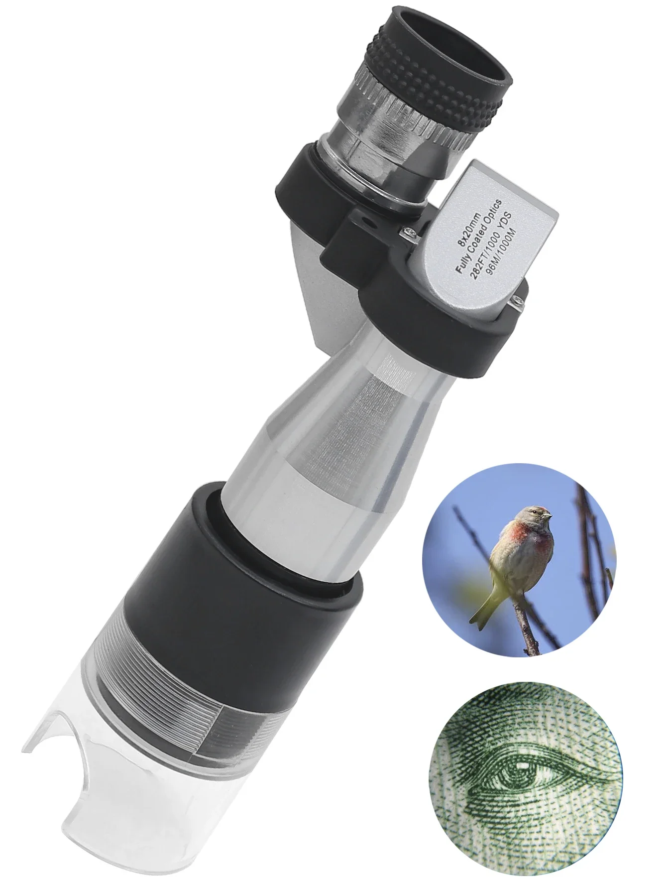 

MINI Pocket 8X20 Silver Monocular Telescope with Magnifying Hood Pocket Microscope Telescope Magnifier Microscope Pocket Size