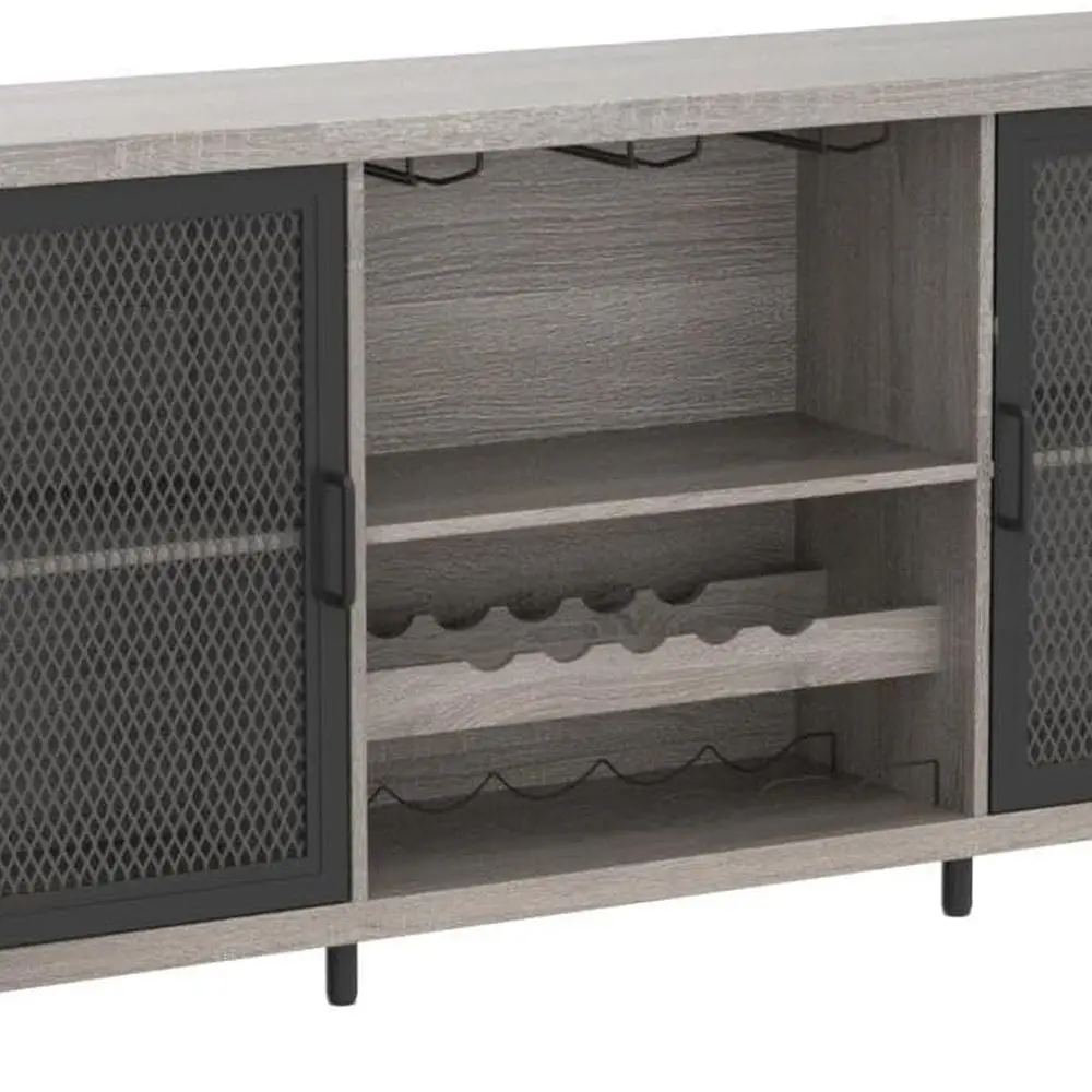 Rustieke grijze eiken drank- en glazen opbergkast voor thuisbar en eethoek