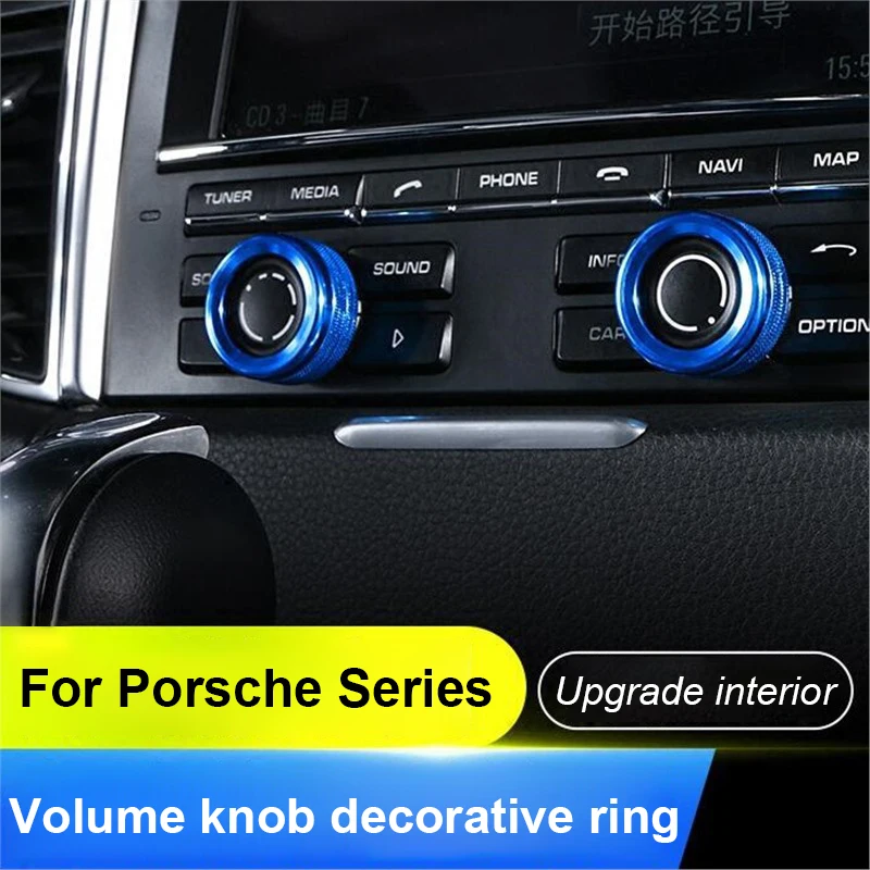 2 pçs botão de rádio de volume cobre botão de volume anel decorativo para porsche cayenne 911 718 panamera macan boxster cayman 2008-2017