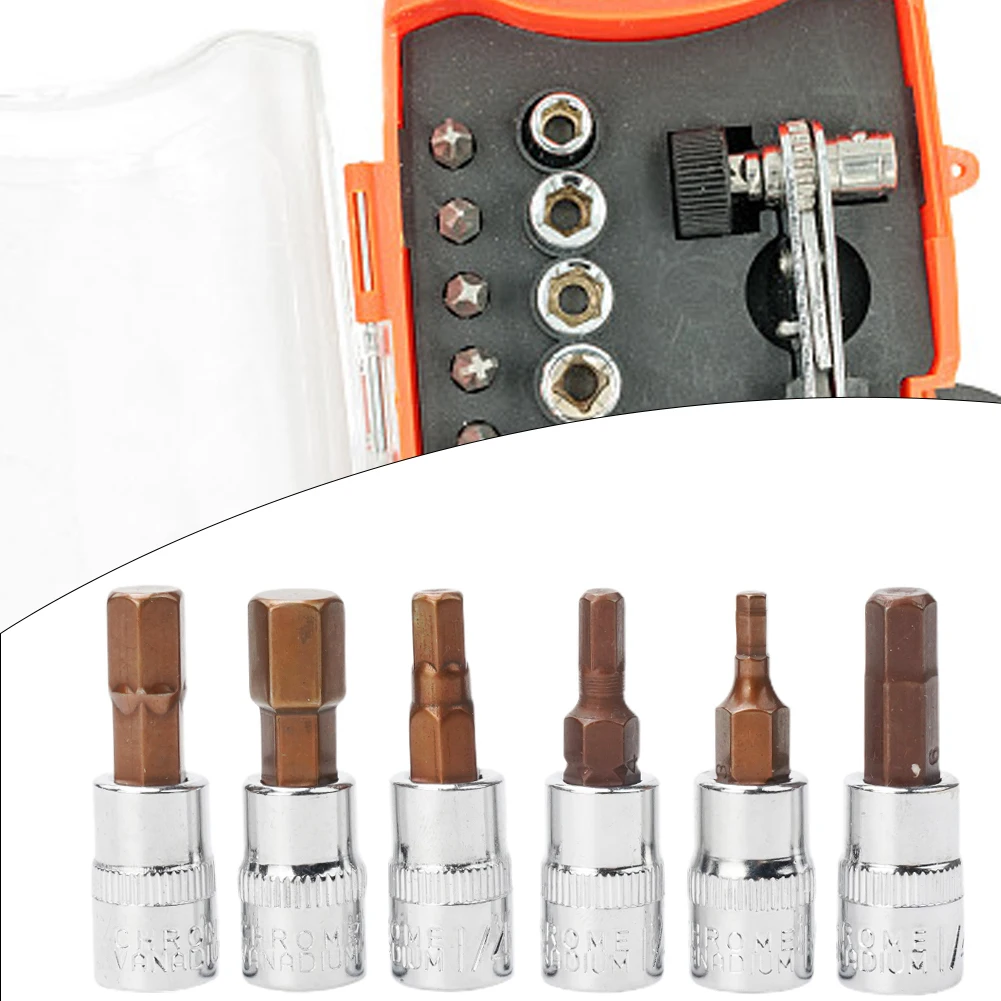 Hex Screw Driver Bits Tools H3-H8 Complete 1/4 Inch Screwdriver Bit Socket Set with Hex Screw Driver Bits H3 H8 Sizes (6pcs)