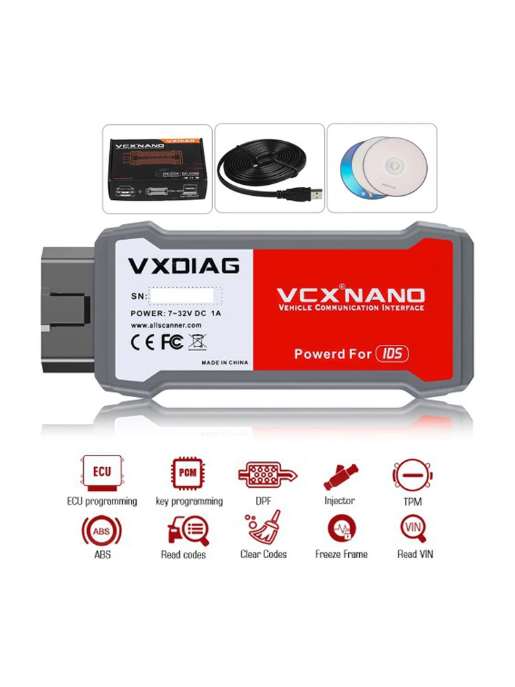 VXDIAG VCX NANO pour Mazda/Ford 2 en 1 programmation ECU avec IDS V125 lire VIN Code clair TPM DPF ABS injecteur outil de Diagnostic de voiture