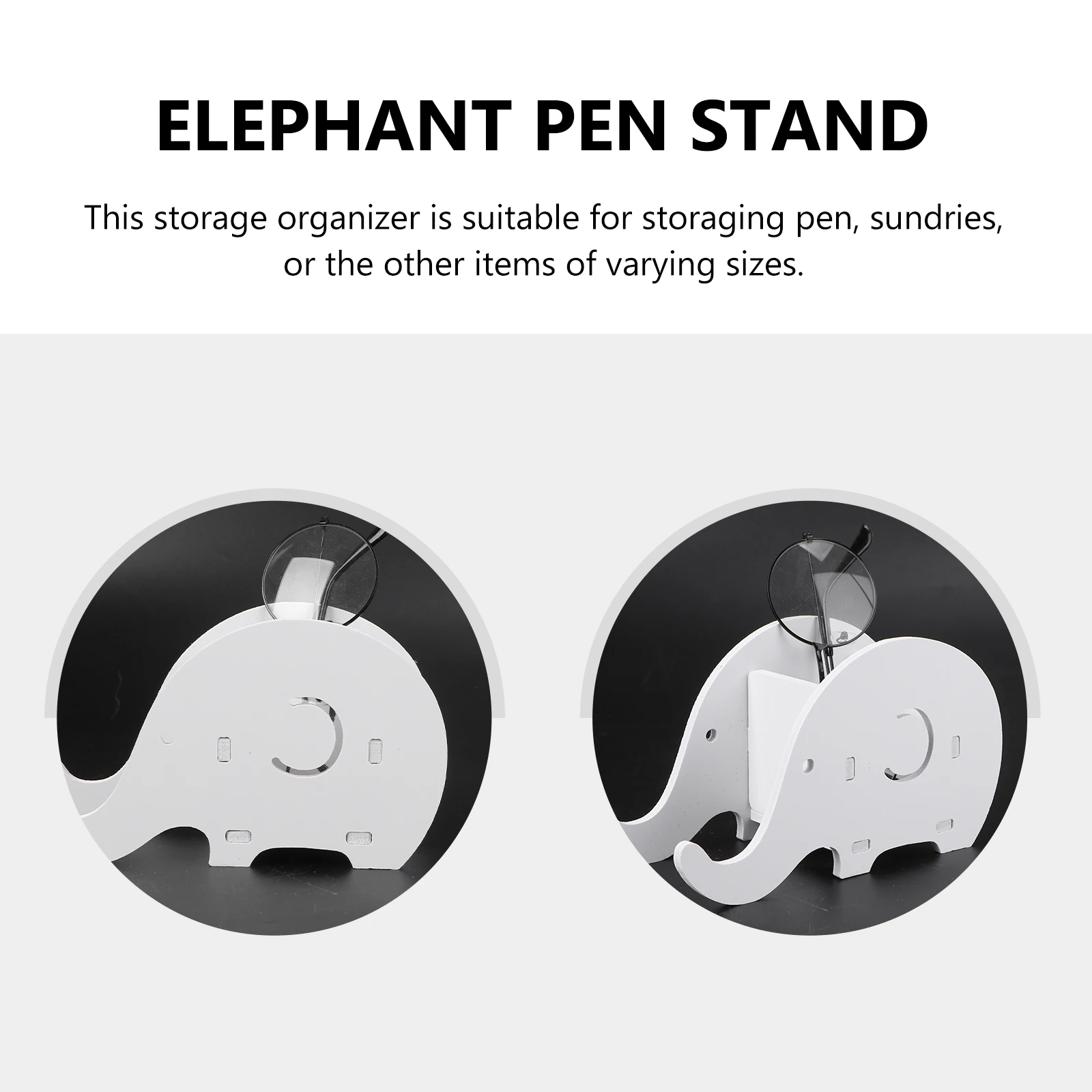 

1Pcs Multifunction Elephant Wood Pen Stand Mobile Phone Holder Desktop Organizer Cartoon Pen Phone Holder