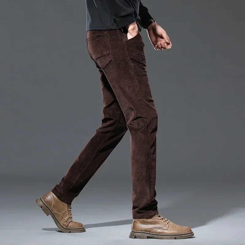 93% Cotton Corduroy Pants Men's  Autumn Fashion Casual Soft Straight Business Casual Trousers Male Black Blue Khaki Coffee