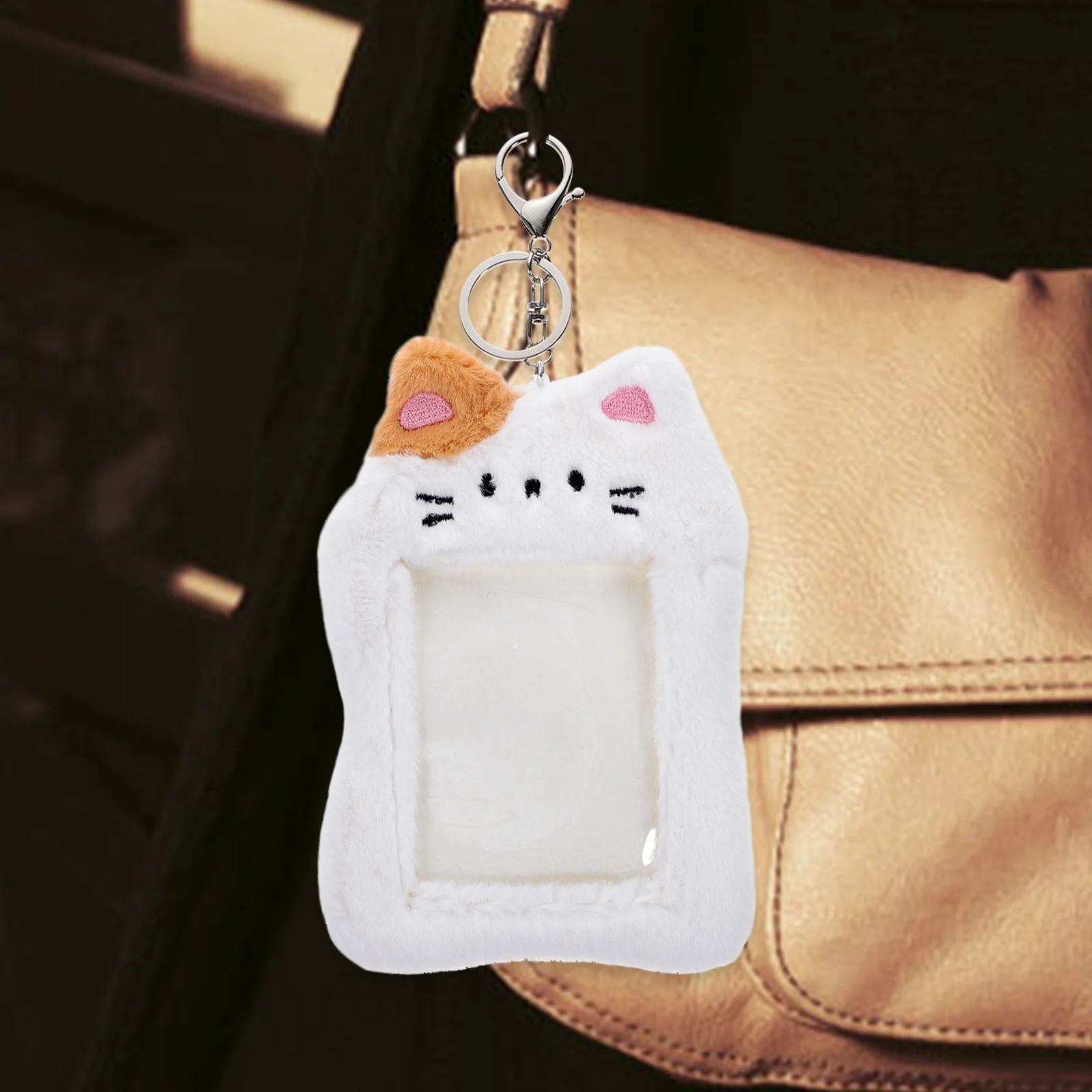 Plush Card Holder Cartoon Cards Cover Protector Badge Bus Postcards Sleeve Business Decorate