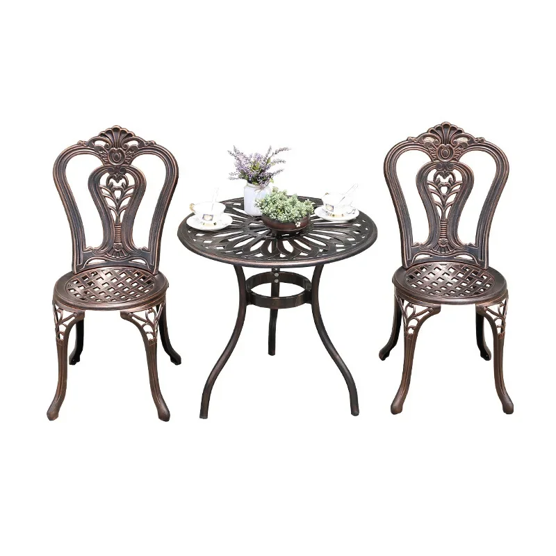 

Постмодернистский уличный литой алюминиевый стол и стул, комбинированный набор для балкона, вилла, открытый двор, садовая кровать