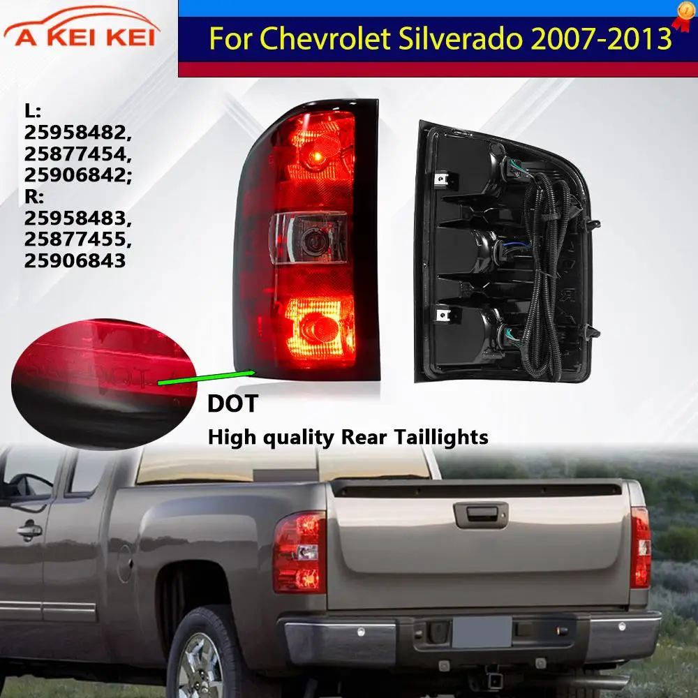 

25958482 Rear Bumper Taillight For Chevrolet Silverado 1500 2500 3500 2007-2014 Car Tail Light Brake Lamp With Halogen Bulbs