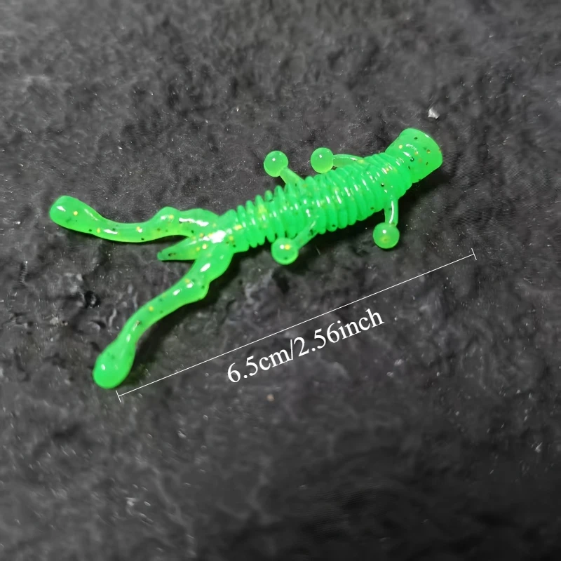 20/40/60Pcs Random Color Fishing Lures Scented Freshwater Bass Tackle Multi Leg Creature Soft Lure Spiral Ribbed Soft Worm