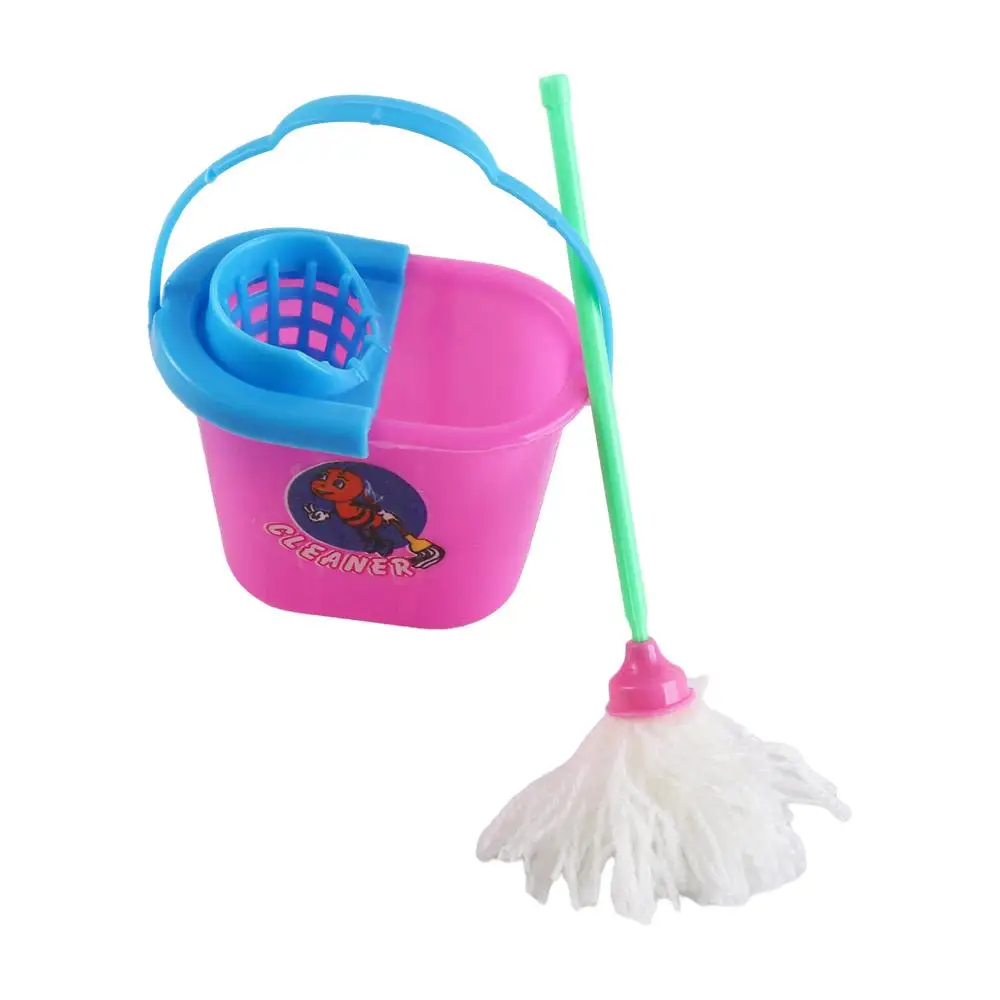 9pcs/set Pretend Play 1:6/1:12 Doll House Furniture Sweep Brush DollHouse Household Cleaning Tools Bucket Educational