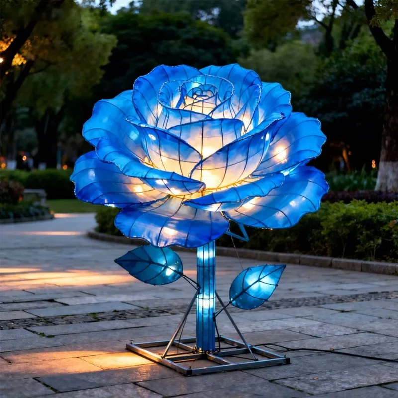 Large Silk Lantern Chinese Outdoor Festive Lantern Street Decoration Themed Plant LED Fairy Tale Festival