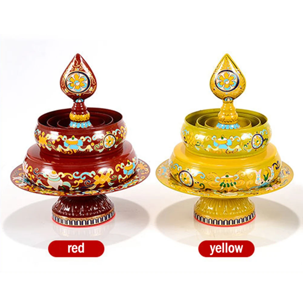 Cloisonne Metal Manza Plate, Colored Drawing Eight-Auspicious Mandala Gemstone Tray, Household Buddhist Prayer Ornament