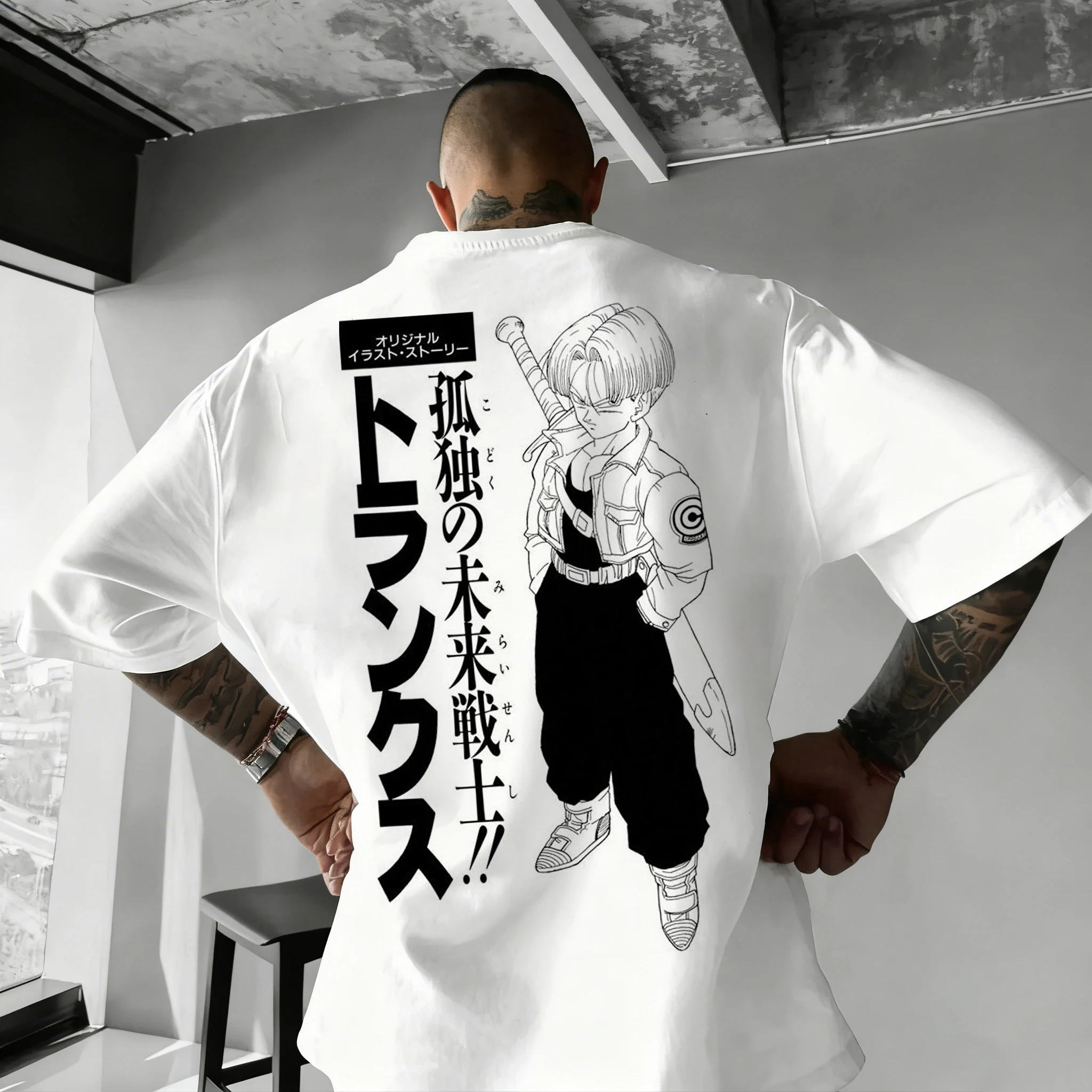2026 Neues Heißes Sommer-T-Shirt mit Dragon Ball-Motiv, Übergroßes Hochwertiges Goku-T-Shirt mit Power Pole Linienkunstdruck, Unisex Casual Y2K