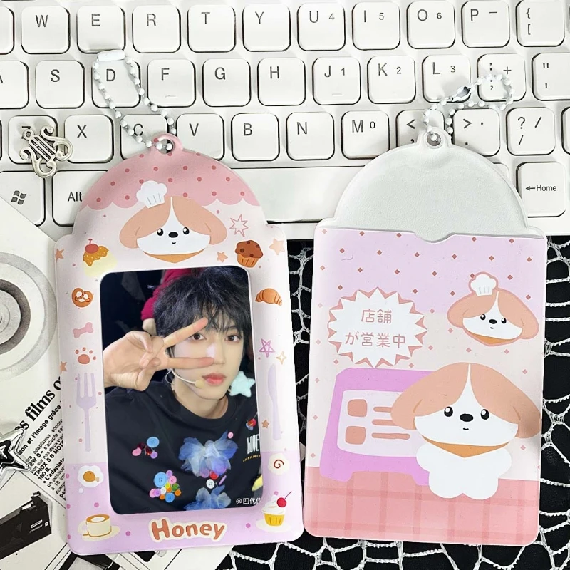 Cartoon Dog PVC Card Holder 3 Inch Fan Idol Photo Meal Card Campus Card Storage Display Pendant