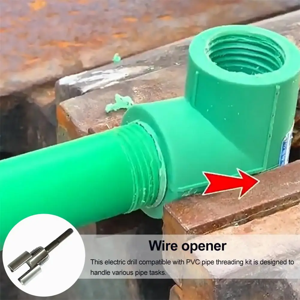 PVC Pipe Threader Kit Electric Drill Compatible 1/2'' 3/4'' Internal External Rethreading Maker Pipe Thread Cutting Tool