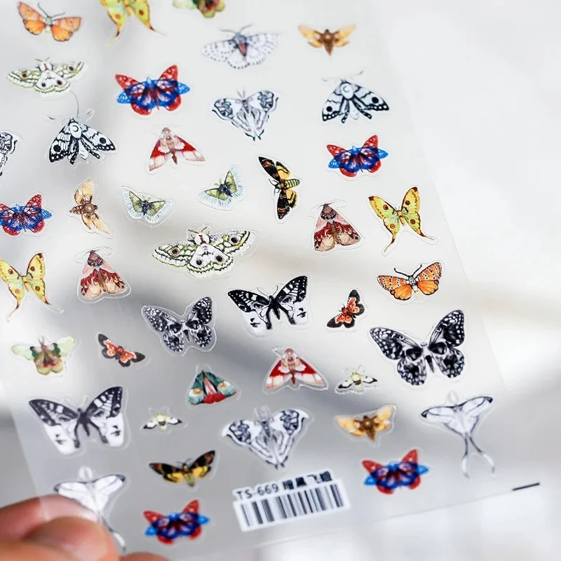 Dark Girl Schmetterling Motte 3D Kleber Nail art Aufkleber 5D Weiche Geprägte Reliefs Nagel Aufkleber Dekorationen Großhandel Dropshipping