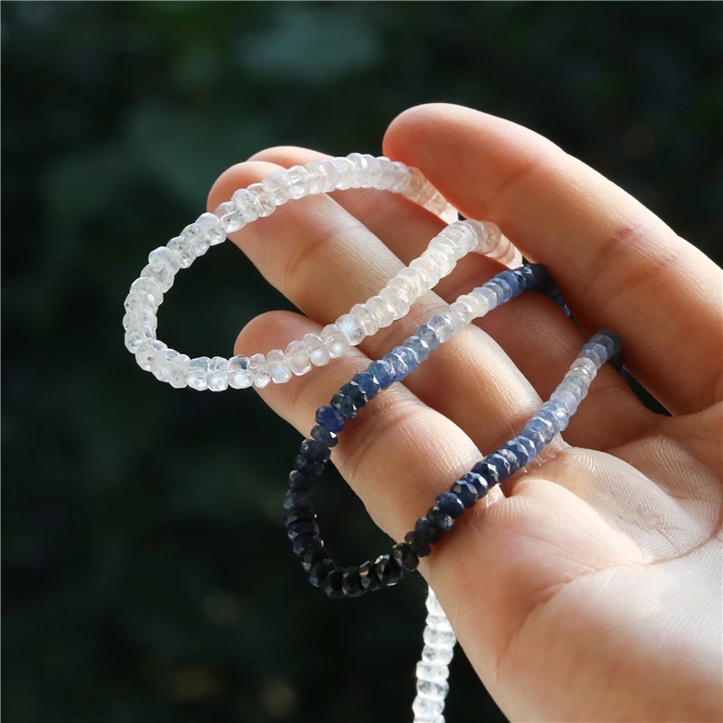 Natural Stone 7A Sapphire Opal Tanzanite Diopside Moonstone Emerald Faceted Abacus Gasket Beads For Jewelry Making Diy Bracelet