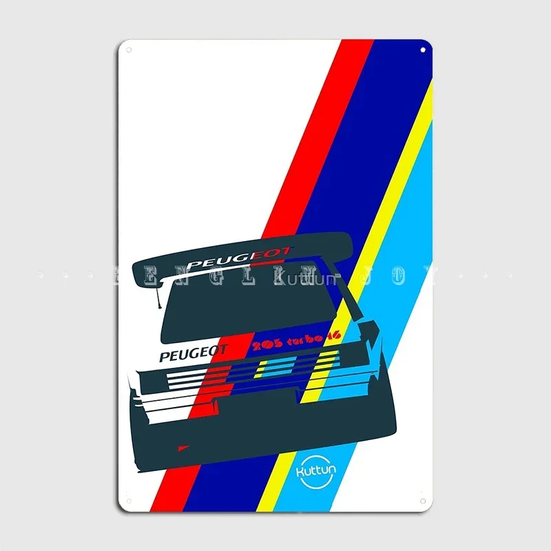 Classic Group B 205 T16 Rally Car Metal Sign Kitchen Plaques Cinema Living Room Design Tin Sign Poster