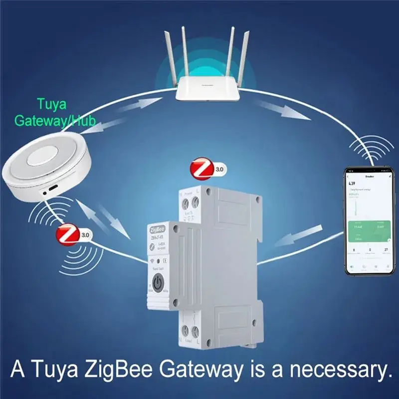 AB13-Tuya Smart Circuit Breaker With Reclosing Timer Energy Meter KWH Monitor Overload Protect For Alexa