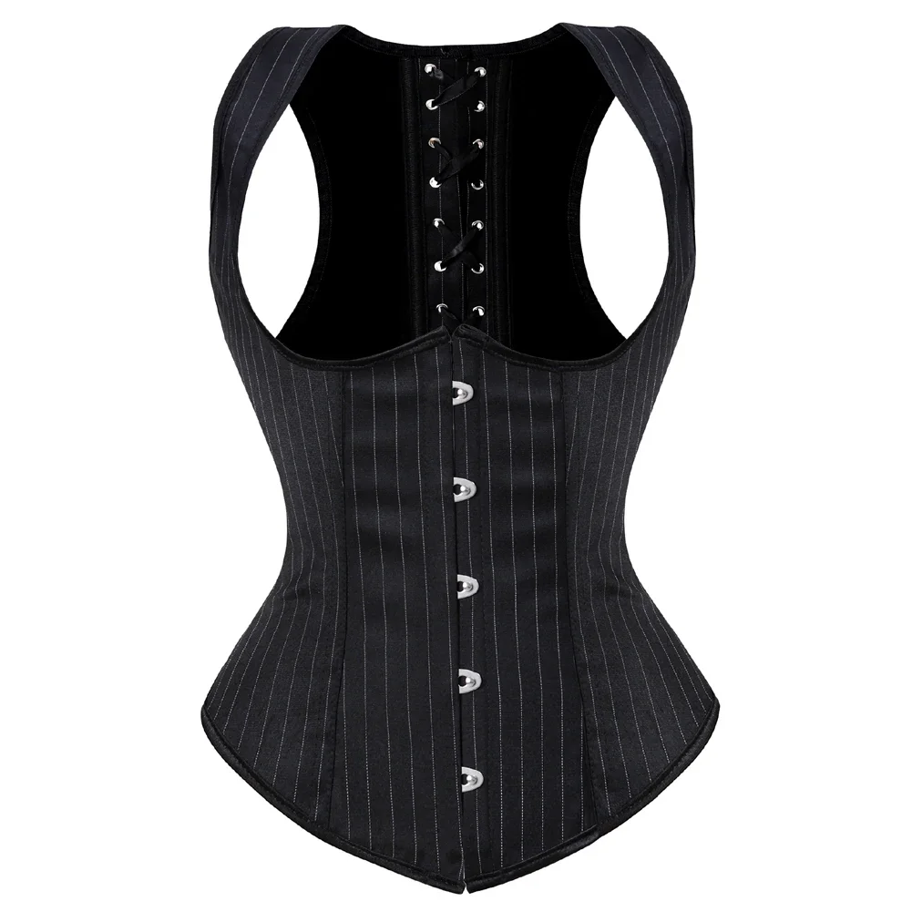 

Women Steel Boned Corset Plus Size Underbust Corset Shoulder Straps Gothic Corset Vest Steampunk Corselet Black S-6XL