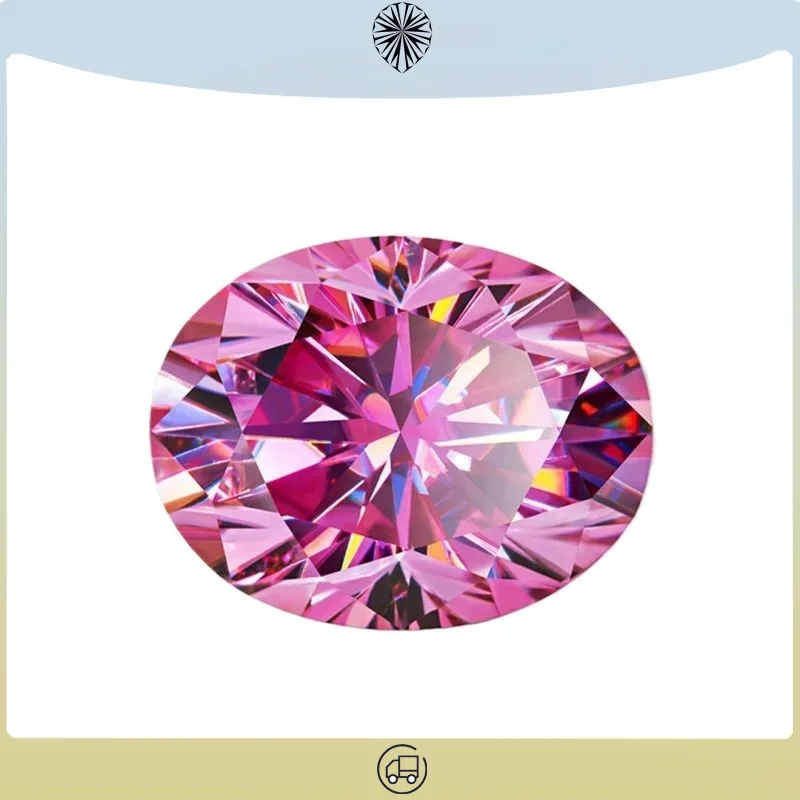 

Moissanite Stone Pink Colour Oval Cut with GRA Certificate Lab Created Synthetic Gemstone Passed Diamond Tester Comes