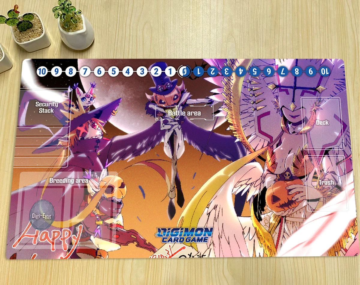 Digimon Playmat Angewomon X Wizarmon X DTCG CCG Mat Noble Pumpmon Board Game Mat Trading Card Game Mat Rubber Mouse Pad Free Bag