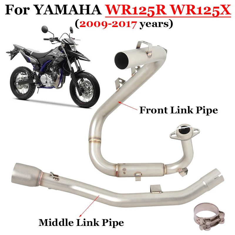 

Motorcycle Exhaust Systems For Yamaha WR125R WR125X WR125 2009 - 2017 Slip On Modify Front Middle Link Pipe Connect 51mm Muffler