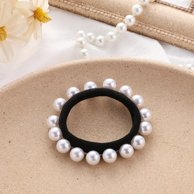 1PC New Fashion Korean Pearl Women Lady Hair Band Rope Headband Elastic Ponytail Holder Party Vacation Hairband Hair Accessories