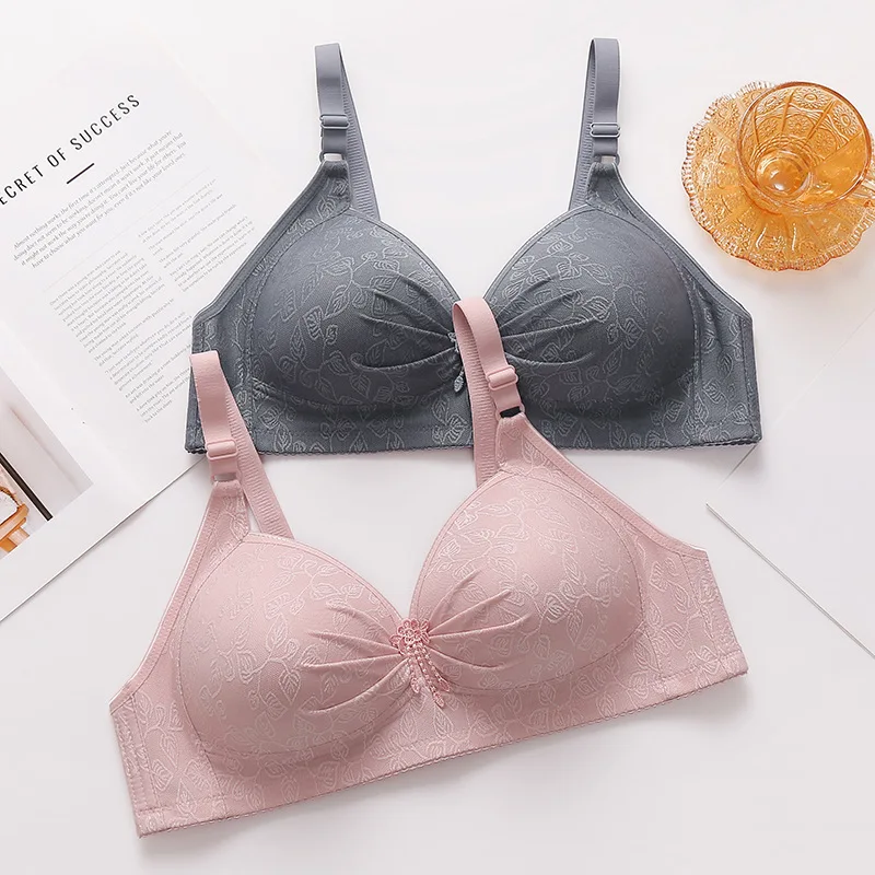 New Bra Women Comfortable Breathable Large Size Underwear 36-50 B C Cup Without Steel Ring Push up Brassiere Lady Lingerie