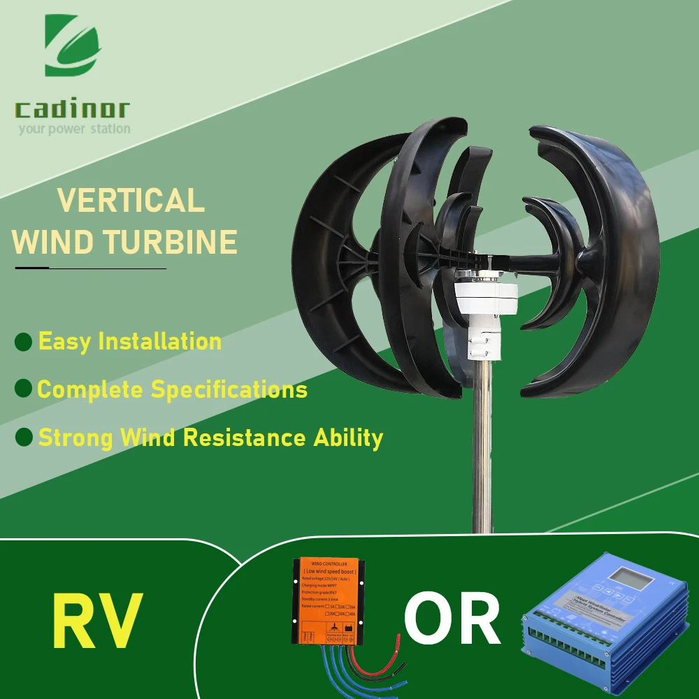 5KW Vertical Wind Generator 12V 24V 48V Small Windmill Free Energy 220V Household Farm Sent To MPPT Controller