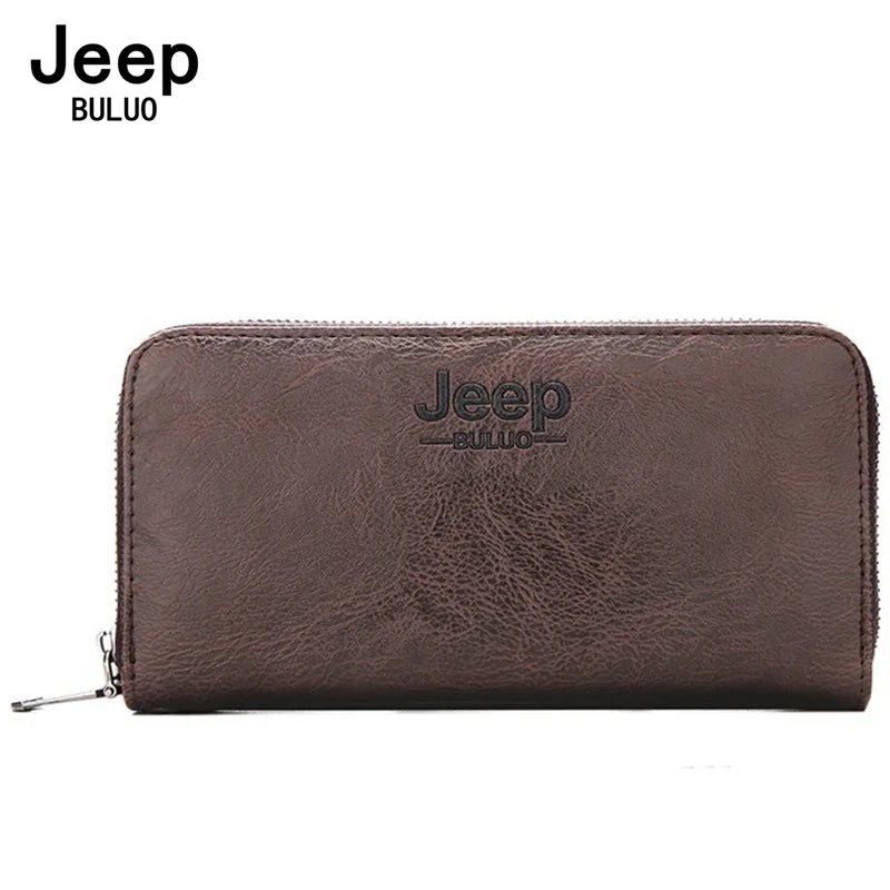 JEEP BULUO Long Wallets Brand Leather Purse Handbag New Men Smart Wallet Credit Bank Card Holder Fashion Purse Business Casual