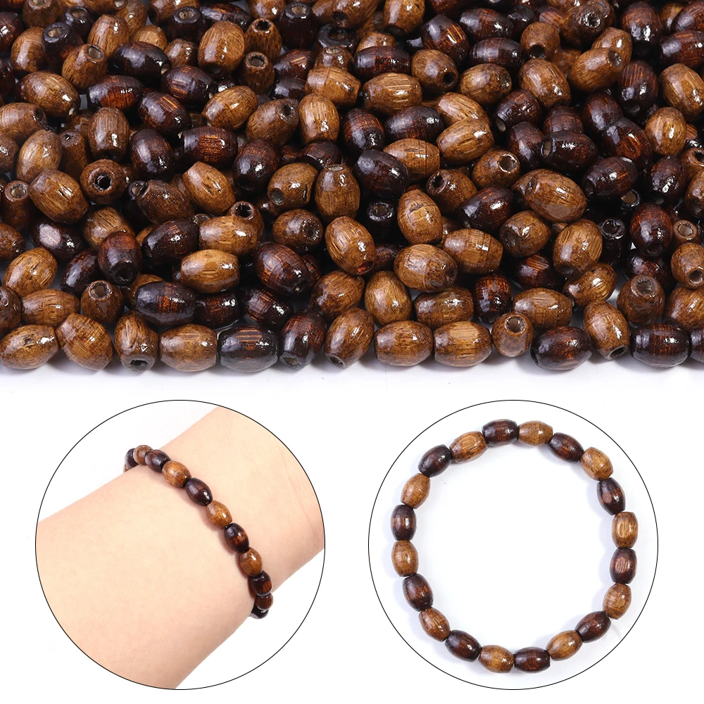 500Pcs/Lot Oval Wooden Brown Natural Wooden Beads Wood Loose Spacer Bead For Clothing Decoration Making DIY Handmade Accessories