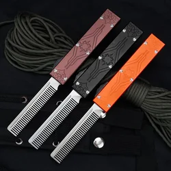 Aviation Aluminum Alloy Comb EDC Straight Jump Automatic Telescopic Creative Tool 420 Steel Comb Mini Portable EDC Tool