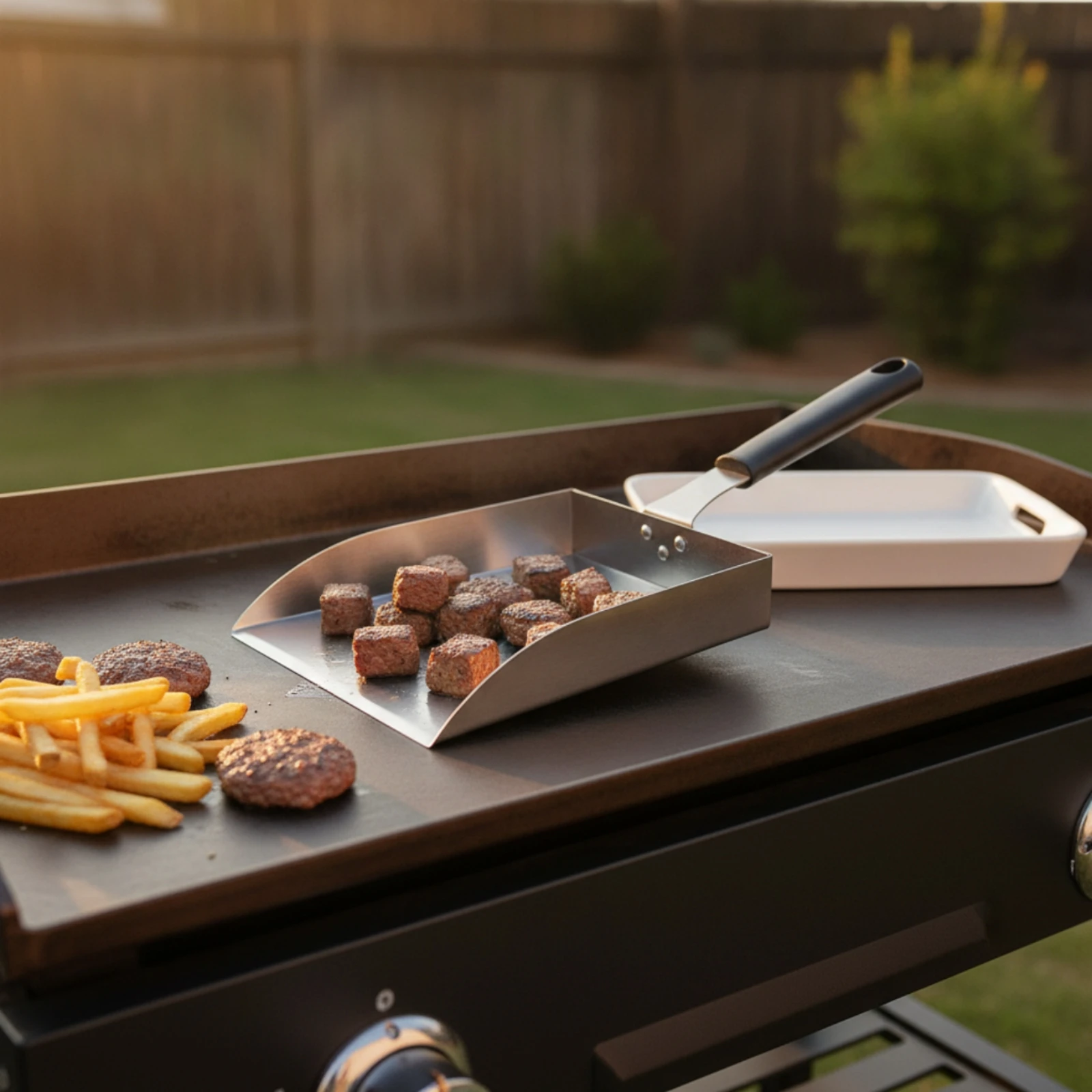 Grill Shovel with Detachable Handle Wide Food Transfer Shovel Griddle Food Mover Heavy-Duty Utensil Sturdy for Home Cooks