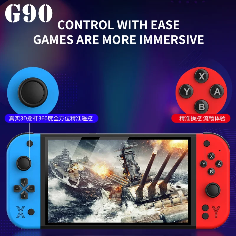 

G90 PSP 7-inch 64GB 4000mAh portable handheld game console arcade suitable for PSP/PS1 retro TV game controller boys' gift