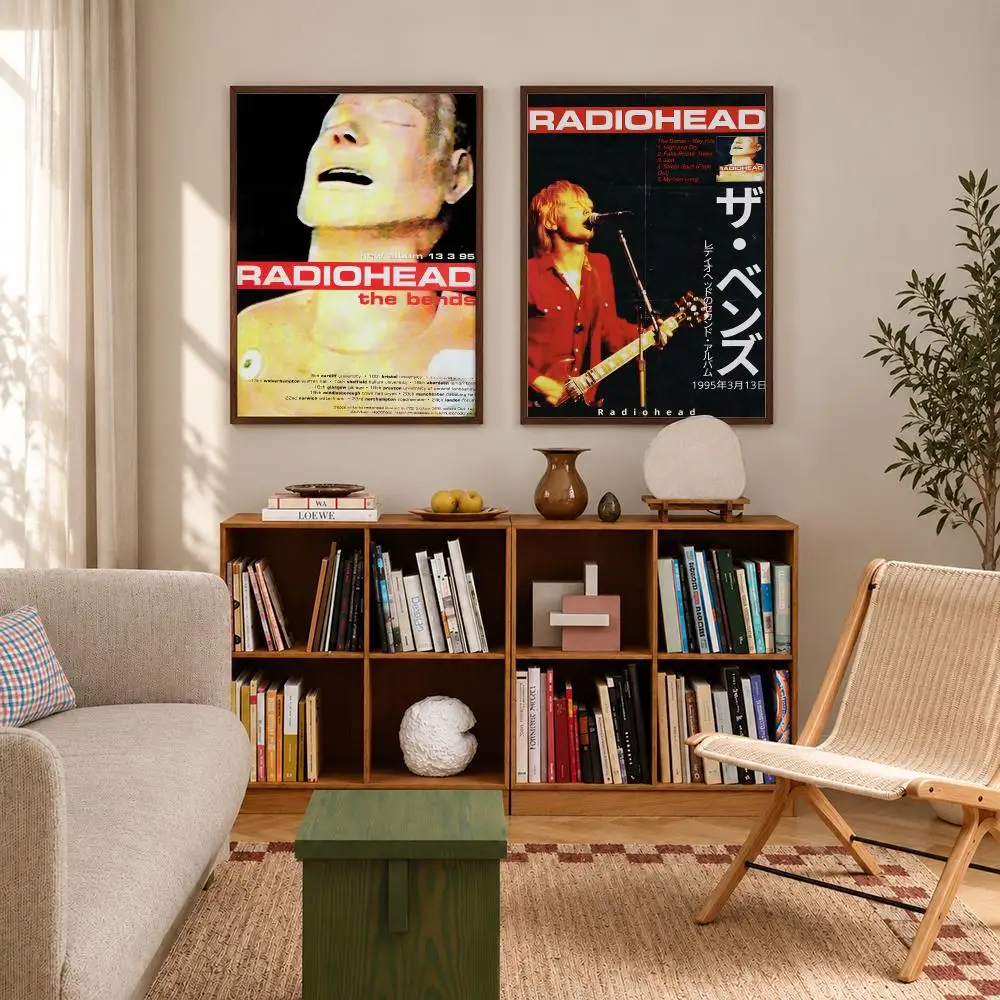 Alternative Rock Band Radiohead Poster Self-adhesive Waterproof Paper Sticker Art Coffee House Bar Room Wall Decor