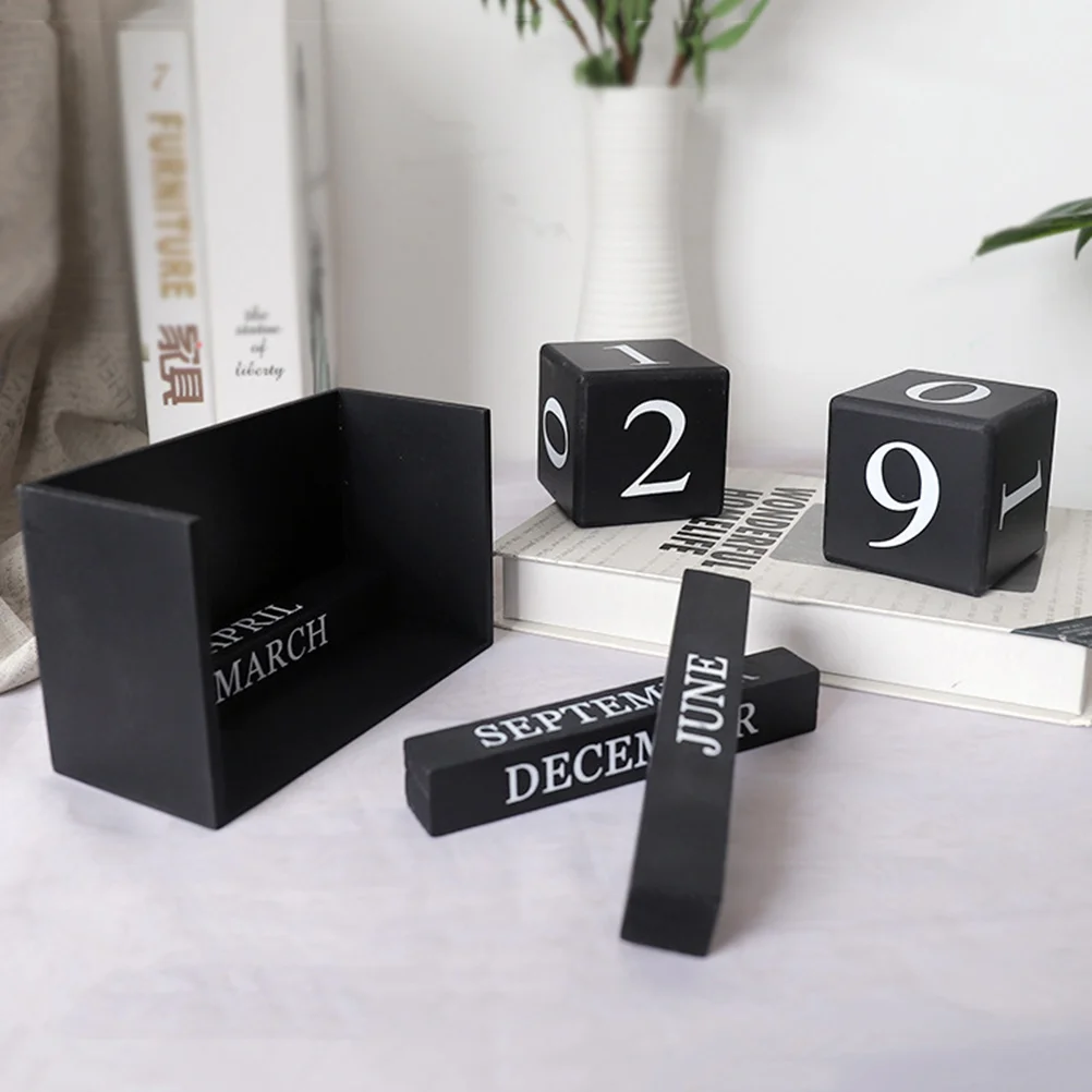 

Home Decors Ornaments Aesthetic Room Office Desk Calendar Perpetual Never Ending Blocks Decoration Wooden Household