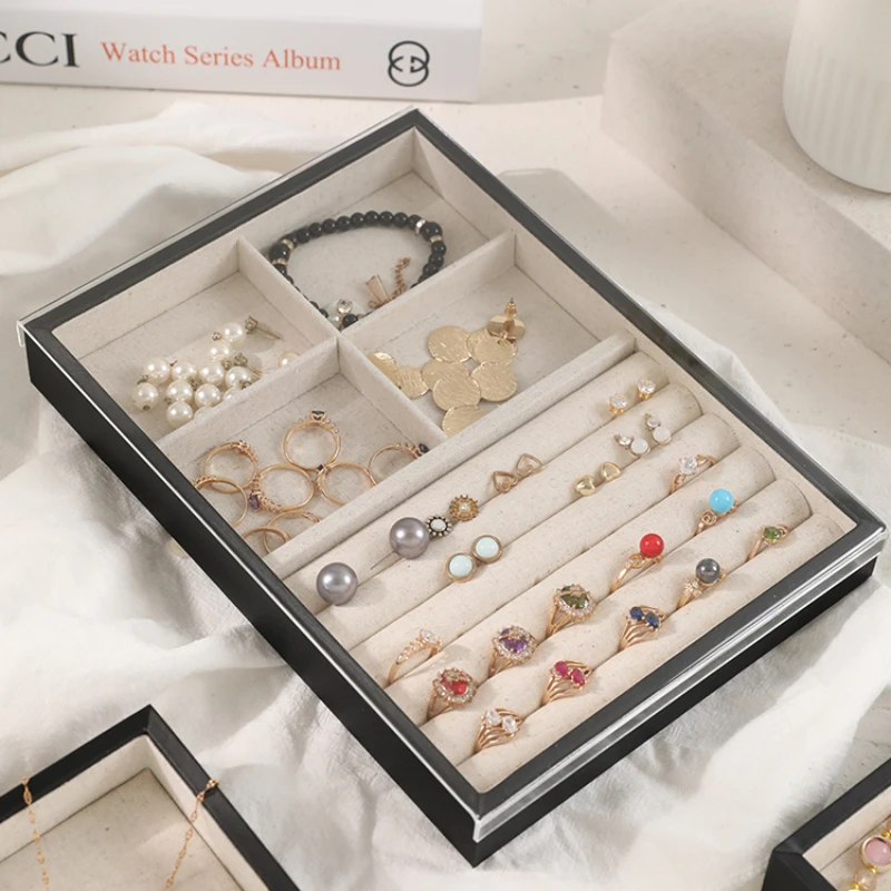 Jewelry Tray with Cover Place Tray Ring Earrings Necklace Display Plate Collection Jewelry Display Rack Shooting Props